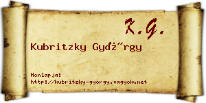 Kubritzky György névjegykártya